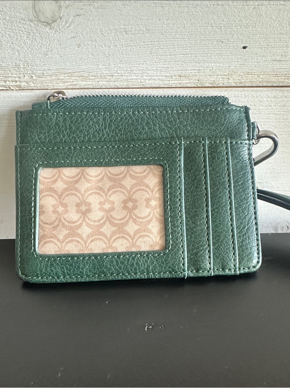 Green Leather Card Holder Wristlet - Women Bags